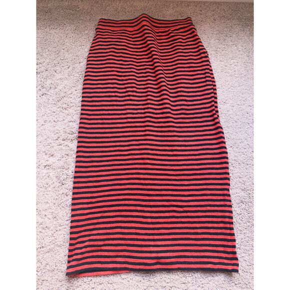Clare V Le Tube Striped Midi Skirt Orange Black Small Artsy Academia Career Fall - Picture 5 of 9